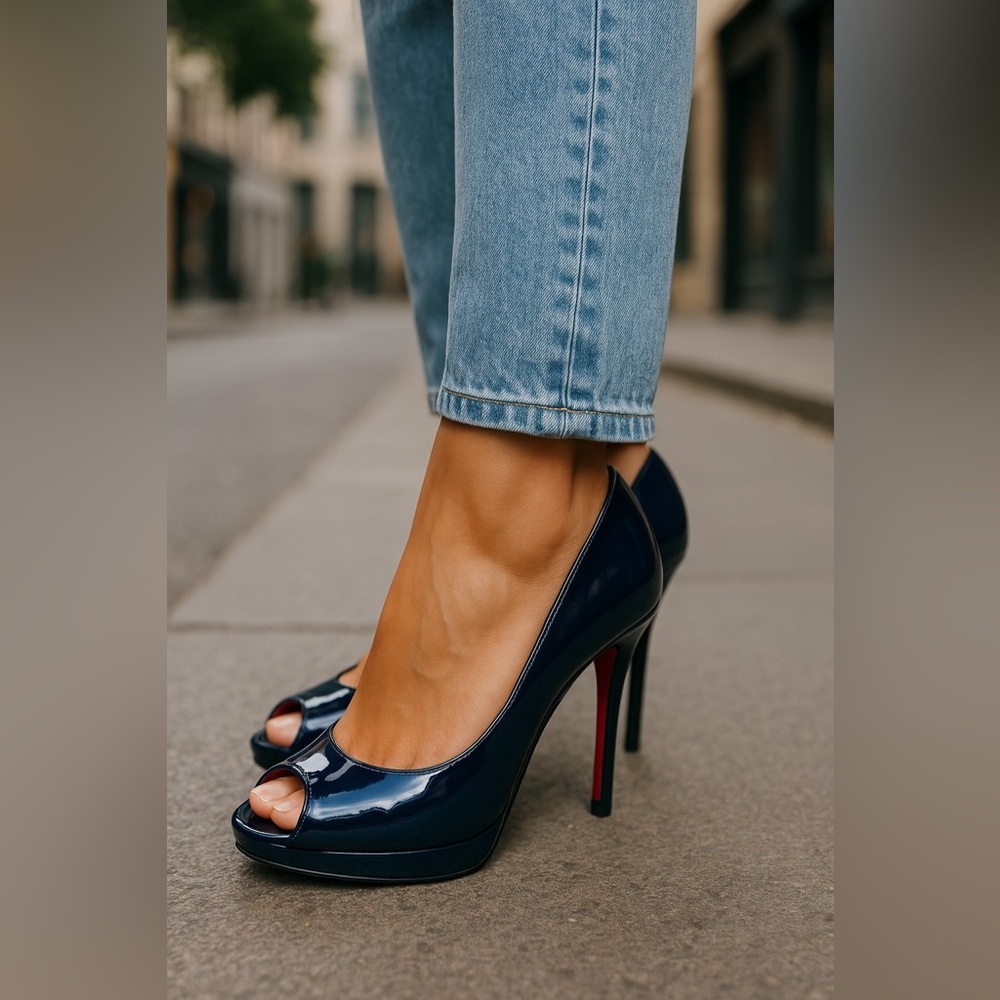 Alexander Mqueen Pumps Women Dark Blue Patent Leather Auth size Euro 37.5 NWOT